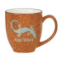 16 oz. Speckled terra cotta Bistro ceramic coffee cup mug, with white interior. We are THE DIRECT SOURCE for great direct wholesale discount custom promotional coffee mugs! 16B282
