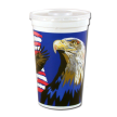 White Plastic Silkscreened Stadium Cups