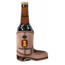 FULL COLOR Custom Printed Boot Shaped Scuba Foam Cooler Collapsible Koozie. Open Cell Scuba Foam Material for a great Cold Cooler Keeper! We have a TON of unique WHOLESALE DIRECT personalized Can & Bottle Foam / Neoprene custom Koozies!  FULV28